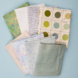 Green, White, Pink + Gold Quilting Weight Woven Fabric Bundle