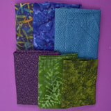 Blue, Green + Purple Quilting Weight Woven Fabric Bundle