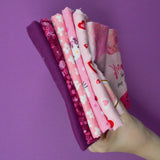 Pink, White + Purple Quilting Weight Woven Fabric Bundle