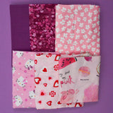 Pink, White + Purple Quilting Weight Woven Fabric Bundle