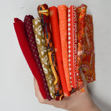Red, Orange + White Quilting Weight Woven Fabric Bundle