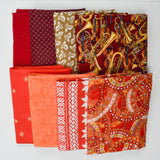 Red, Orange + White Quilting Weight Woven Fabric Bundle