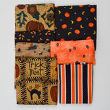 Brown, Black + Orange Halloween Quilting Weight Woven Fabric Bundle