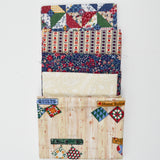 Beige, Blue + Red Country Quilting Weight Woven Fabric Bundle