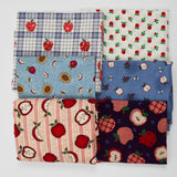 Red, White + Blue Apple Print Quilting Weight Woven Fabric Bundle
