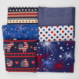 Red, White + Blue Patriotic Quilting Weight Woven Fabric Bundle