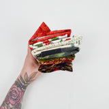 Green + Red Christmas Print Quilting Weight Woven Fabric Bundle