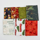 Green + Red Christmas Print Quilting Weight Woven Fabric Bundle