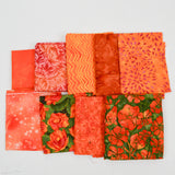 Orange + Green Batik Quilting Weight Woven Fabric Bundle