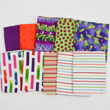 Green, Purple + Orange Quilting Weight Woven Fabric Bundle