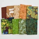 Green, Brown + Gold Quilting Weight Woven Fabric Bundle