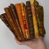 Brown, Orange + Green Quilting Weight Woven Fabric Bundle