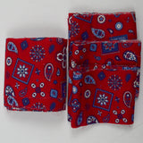 Red + Blue Paisley Bandana Print Quilting Weight Woven Fabric Bundle