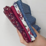Maroon, Blue + White Woven Fabric Bundle