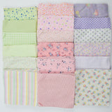 Pastel Pink, Green + Purple Cut Squares Woven Fabric Bundle