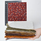 Brown, Green + Maroon Cut Squares Woven Fabric Bundle