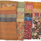 Brown, Green + Maroon Cut Squares Woven Fabric Bundle