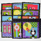 Colorful Cat Illustration Print Fabric Panels - Set of 12
