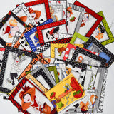 Black, White, Red + Blue Crafting Fashionista Illustration Print Fabric Panels