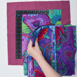 Dark Neon Kaffe Fassett Print Cut Fabric Bundle - 17 Squares + Misc. Pieces