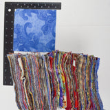 Blue, Red, Brown + White Print Flannel Fabric Piece Bundle