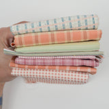 Orange, Green, Pink + White Woven Fabric Bundle