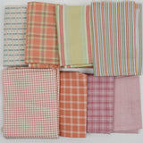 Orange, Green, Pink + White Woven Fabric Bundle