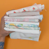 Pastel Pink, Blue + White Woven Fabric Bundle