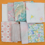 Pastel Pink, Blue + White Woven Fabric Bundle