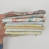 Beige, White + Pale Green Quilting Weight Woven Fabric Bundle