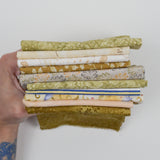 Olive Green, Beige + White Quilting Weight Woven Fabric Bundle