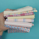 Pastel Colorful Plaid Mixed Weight Woven Fabric Bundle