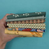 Green + Tan Quilting Weight Woven Fabric Bundle
