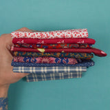 Maroon + Navy Blue Quilting Weight Woven Fabric Bundle