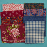 Maroon + Navy Blue Quilting Weight Woven Fabric Bundle