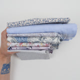 Light Purple, Blue + White Mixed Weight Woven Fabric Bundle