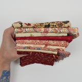 Red + Beige Quilting Weight Woven Fabric Bundle