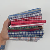Blue, White + Red Plaid Woven Fabric Bundle