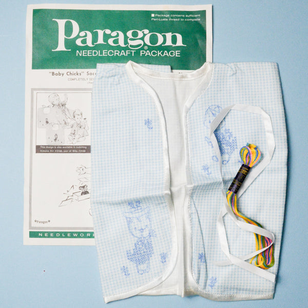 Paragon Needlecraft "Baby Chicks" Sacque on 100% Cotton Flannel Stamped Baby Shirt