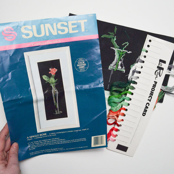 Sunset A Single Rose Cross Stitch Kit (Started)