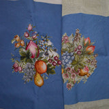 Floral Needlepoint Panels, Partially Worked with Bag + Tapestry Wool