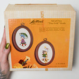 LeeWards Set of Two "Tiny Folk" Ovals Embroidery Kit