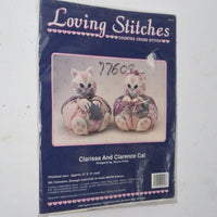 Loving Stitches Clarissa + Clarence Cat Counted Cross Stitch + Sewing Kit