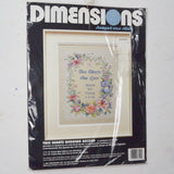 Dimensions 3122 Two Hearts Wedding Record Stamped Cross Stitch Kit