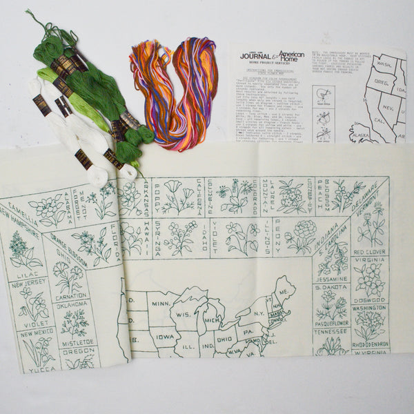 1970s Paragon 02126X State Flower Map Embroidery Kit