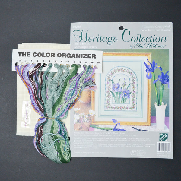 Heritage Collection by Elsa Williams Iris Mosaic Counted Cross Stitch Kit