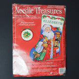 Needle Treasures Sleigh Bell Santa Stocking Counted Cross Stitch Kit 08536