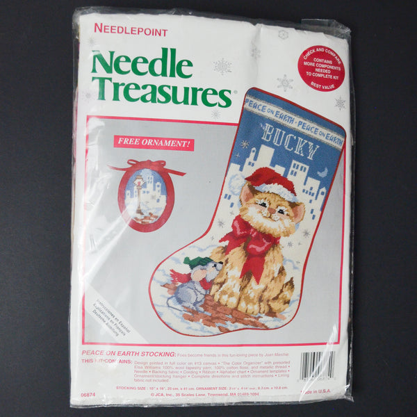 Needle Treasures Peace on Earth Mouse + Kitten Stocking Needlepoint Kit 06874