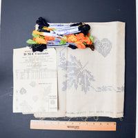 Bucilla No. 2577 Pure Linen "Autumn Leaves" Tablecloth + Napkin Embroidery Kit - Started