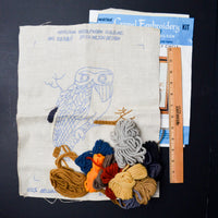 OWL GOODNIGHT Sampler ~ 1973 Erica Wilson Design, Vintage Columbia Minerva Creative CREWEL Embroidery Kit # 7303 ~ Cute Poem - México OWL GOODNIGHT Sampler ~ 1973 Erica Wilson Design, Vintage Columbia Minerva Creative CREWEL Embroidery Kit # 7303 ~ Cute Poem - México
